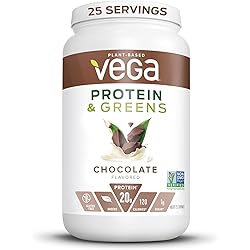 Vega Protein and Greens, Chocolate, Vegan Protein Powder, 20g Plant Based Protein, Low Carb, Keto, Dairy Free, Gluten Free, Non GMO, Pea Protein for Women and Men, 1.8 Pounds 25 Servings