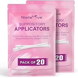 Nieteyrue 40 Packs Disposable Vaginial Applicators Individually Wrapped Hygienic Fit to Size 00 Cap-sules and Many Shapes of Suppositories, Tablets Feminine Care Applicators from