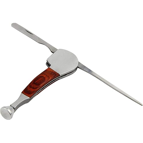 3 in 1 Stainless Steel and Rosewood Tobacco - Smoking Pipe Scraper Tool- Nozzle Cleaner Tamper Tool Set - Steel Scraper - Pipe Cleaner Tool - Pipe Tamper