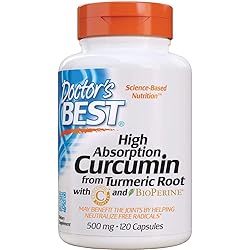 Doctor's Best DRB-00107 High Absorption Curcumin From Turmeric Root with C3 Complex & BioPerine 500mg 120 Capsules