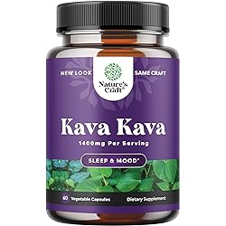 Kava Kava Mood Support Supplement - 1400mg Kava Kava Capsules Fast Acting Mood Boost and Stress Relief Supplement - Calming Kava Extract Nootropic Supplement for Focus Memory and Brain Support
