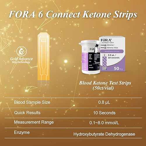 FORA6ConnectTest N’Go Advance Voice Blood Ketone Test Strips - 50 Count, Ideal for Keto Diet and Ketosis Monitoring