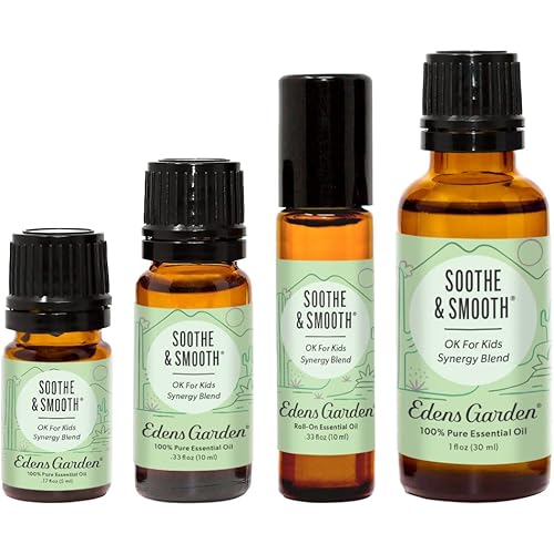 Edens Garden Soothe & Smooth "OK for Kids" Essential Oil Synergy Blend, 100% Pure Therapeutic Grade Undiluted Natural Homeopathic Aromatherapy Scented Essential Oil Blends 5 ml