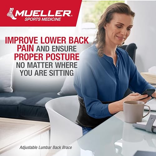 Mueller Sports Medicine Adjustable Back Brace for Men and Women, Relief for Upper and Lower Back Pain, Sciatica, and Scoliosis, Black, SmallMedium