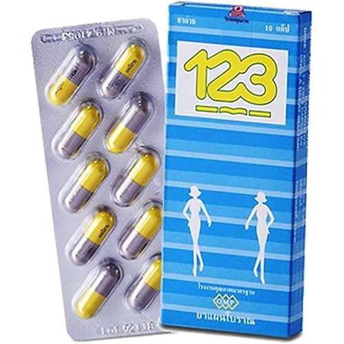 123 Natural Herbal Laxative 1 X 10 Capsules Pack Size Made from Natural Herb by The Tradional Textbook, Smooth and Safe for Experience Occasional Constipation