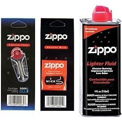 Zippo 4oz Fuel Fluid 1 Flint & 1 Wick Value Pack Combo