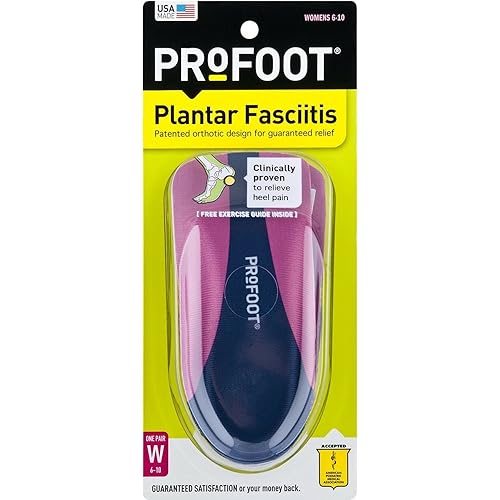 ProFoot Orthotic Insoles for Plantar Fasciitis, Women's 6-10