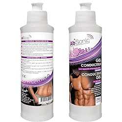 Absonic - Conductive Gel for Abs Stimulators, Muscle Stimulation, NuFace & Cavitation & Ultrasonic Slimming Devices - 2 x 250 ml 2 x 8.5 oz - Paraben-Free