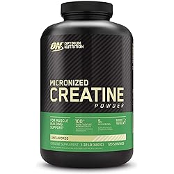 Optimum Nutrition Micronized Creatine Monohydrate Powder, Unflavored, Keto Friendly, 120 Servings Packaging May Vary