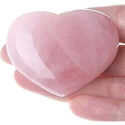 MAIBAOTA 45mm Rose Quartz Heart Pink Crystals Healing Stone Gifts Natural Reiki Quartz Love Crystal Decor Pocket Meditation Good Luck Relieve Anxiety Stress Palm Worry Gemstone Chakra Energy Balancing