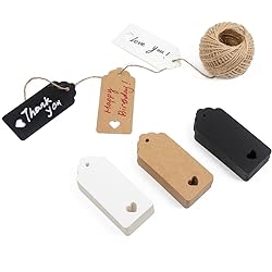 150ct Kraft Gift Tags Labels with String 3 Colors
