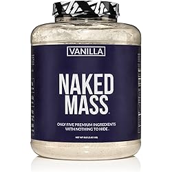 VANILLA NAKED MASS - All Natural Weight Gainer Protein Powder - 8lb Bulk, GMO Free, Gluten Free & Soy Free. No Artificial Ingredients - 1,260 Calories - 11 Servings