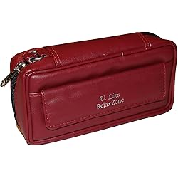 Tobacco Smoking Pipe CaseBag in Leatherette for 2 Pipes Red
