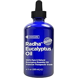 Radha Beauty Eucalyptus Essential Oil 4 oz - 100% Pure & Therapeutic Grade, Steam Distilled for Aromatherapy, Relaxation, Shower, Sauna, Bath, Steam Room and other DIY Projects