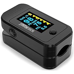 Santamedical Dual Color OLED Pulse Oximeter Fingertip, Blood Oxygen Saturation Monitor SpO2 with Case, Batteries and Lanyard