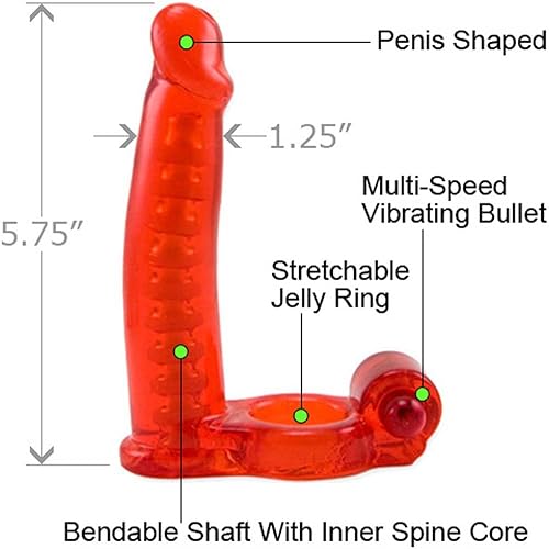 Brand New Double Penetrator Strap-On Cockring-Red "Item Type: Cockrings" Sold Per Each