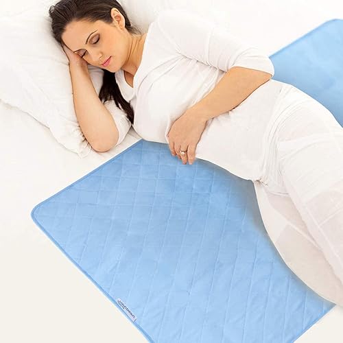 Bed Pads for Incontinence Washable Large 34" × 52", Reusable Waterproof Bed Underpads with Non-Slip Back for Elderly, Kids, Women or Pets, Blue