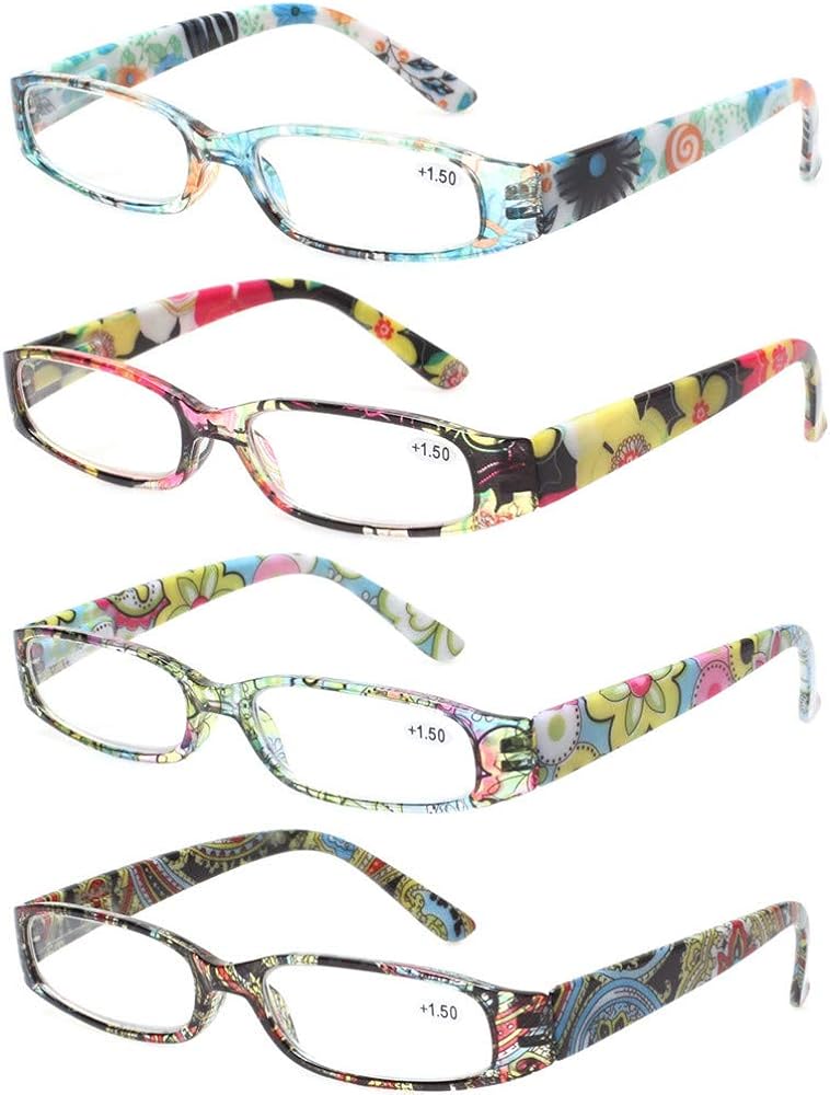 Kerecsen Women's Reading Glasses 4 Pairs Ladies Fashion Spring Hinge Readers