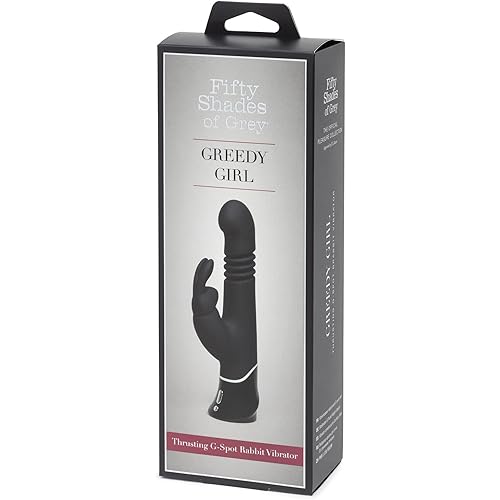 Fifty Shades of Grey Greedy Girl Thrusting Rabbit Vibrator - 4.5 Inch Silicone Thrusting Vibrator for Women - Dual Stimulation Adult Sex Toy - Rechargeable & Waterproof - Black