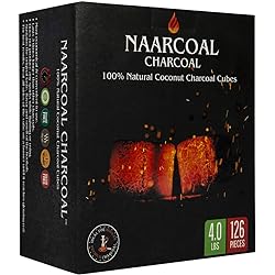 Naar Coal 100% Natural Coconut Hookah Charcoal Cubes, Shisha Coals 1.75 KG, 3.85 lbs 126 Count