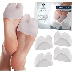 Dr. Frederick's Original Covered Toe Sleeves - 4 Pieces - Gel Toe Protectors with Metatarsal Pads - Cushioning Gel Toe Caps - Soft Protectors for Men & Women