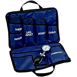 LINE2design Blood Pressure Aneroid Kit System - EMS Emergency Portable Travel Size First Aid Large Adult-Child Manual BP Universal Cuffs Kit-5 with 5 Different Sized Durable Cuffs Trauma Kits