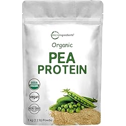North America Grown, Organic Pea Protein Powder, 1KG 2.2 Pounds, Plant-Based Vegan Protein Organic, Rich in Branched Chain Amino Acids, Flavonoids and Minerals, No GMOs & Vegan Friendly
