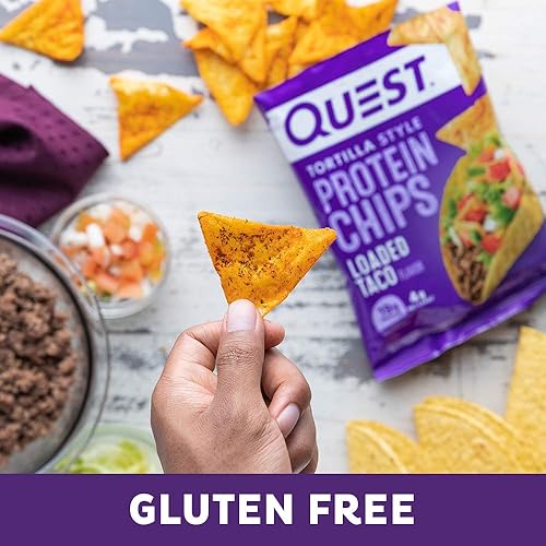 Quest Nutrition Tortilla Style Protein Chips, Loaded Taco, Low Carb, Gluten Free, Baked, 1.1 Ounce Pack of 12