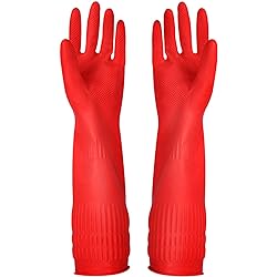Rubber Cleaning Gloves Kitchen Dishwashing Glove 3-Pairs,Waterproof Reuseable.Medium