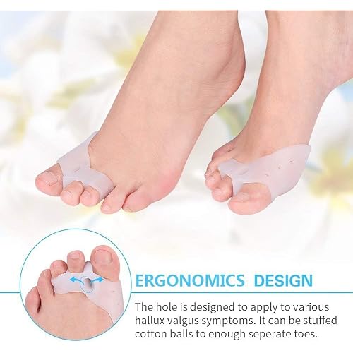Toe Separator and Gel Bunion Pads for Bunion Pain Relief, Hammer Toe Straightener, Overlapping Toes Spacers, Hallux Valgus, Big Toe Stretchers and Alignment, Callus Blister, Fits Men and Women