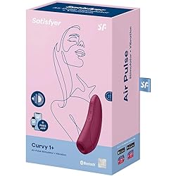 Satisfyer Curvy 1 Air-Pulse Clitoris Stimulating Vibrator with App Control - Clitoral Sucking Pressure-Wave Technology & Vibration, Compatible with Satisfyer App, Waterproof, Rechargeable Rose Red