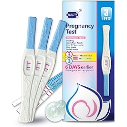 David 3 HCG Pregnancy Test Midstream Sticks and 3 Test Strips with 3 Free Urine Cups Individually-Sealed Combo Pack Rapid Detection