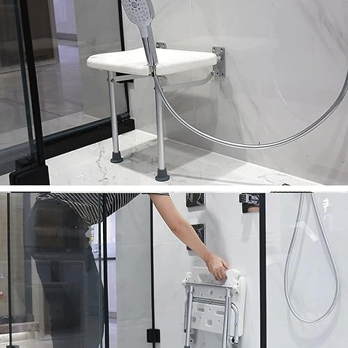 ZAANTA Bathroom Stool Elderly Barrier-Free Bathroom Folding Stool Bath Stool Wall-Mounted Shower seat Toilet Disabled Wall Chair
