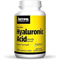 Jarrow Formulas Hyaluronic Acid 60 mg - 120 Veggie Caps - Bioavailable & Naturally Derived - Supports Skin Health - Pure Hyaluronic Acid - 60 Servings
