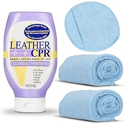 Leather CPR Cleaner & Conditioner 18oz 1 Bottle 1 Microfiber Applicator 2 Microfiber Towels Restores, Protects & Prolongs Life of All Your Leather Items