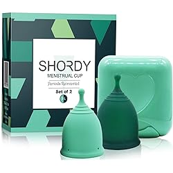 SHORDY Reusable Menstrual Cups, Set of 2 with Box, First Period Cup Kit for Girls & Women, Hygienic and Safe Copa, Up to 12 Hours Comfort, Feminine Hygiene Product, Tampon Alternative Small & Large