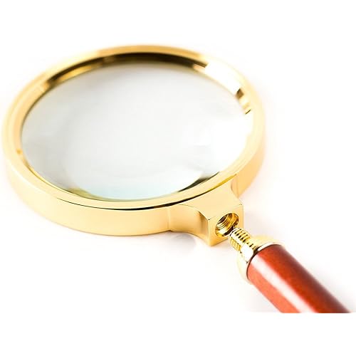 PROW® Golden Classic Design Handheld 80mm 8X Loupes Magnifier Magnifying Glass for Help The Old Man Clearly Reading Low Vision Inspection Craft Jewelry