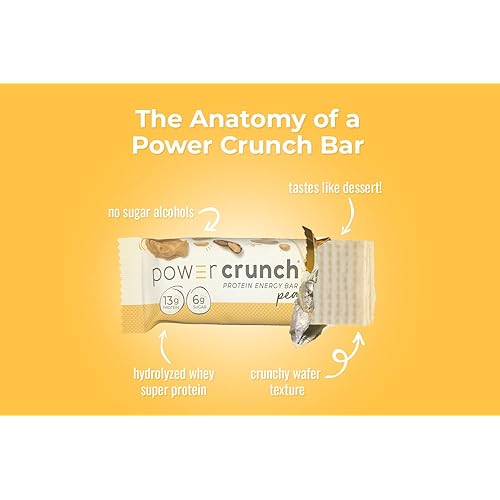 Power Crunch Whey Protein Bars, High Protein Snacks with Delicious Taste, Peanut Butter Crème, 1.4 Ounce 12 Count