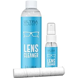 ULTRA CLARITY Eyeglass Lens Cleaning Spray 7oz Value Pack, 1oz Spray, 6oz Refill, Microfiber Cloth, Glasses, Phone & Electronic Screens, Ideal Even on Coated Surfaces, Professional Grade