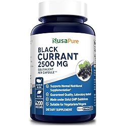 Black Currant Oil 2500 Mg 200 Veggie Capsules Powder, Vegan, Non-GMO & Gluten-Free