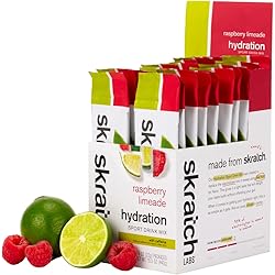 SKRATCH LABS Hydration Packets- Hydration Sport Drink Mix, Raspberry Limeade with Caffeine 20ct- Electrolyte Powder Developed for Athletes and Sports Performance, Gluten Free, Vegan, Kosher