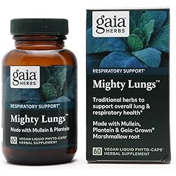 Gaia Herbs Mighty Lungs - Lung Support Supplement to Help Maintain Overall Lung & Respiratory Health - With Mullein, Plantain, Schisandra & Elecampane - 60 Vegan Liquid Phyto-Capsules 30-Day Supply