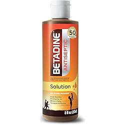 Betadine First Aid Solution 8 Fl Oz Povidone Iodine Antiseptic with No-Sting Promise Packaging May Vary