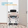 OasisSpace Shower Commode Wheelchair - 300lbs Shower Wheelchair with Foldable Arms and Detachable Bucket, Waterproof Rolling Shower Chair, Antirust Shower Chair with Wheels for Small Shower