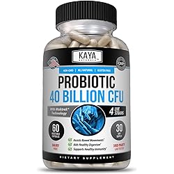 Kaya Naturals Probiotic 40 Billion CFU | Probiotics for Women, Probiotics for Men and Adults, Natural | Gut Health & Immune Support Supplement | Provides Digestive Support - 60 Vegetable Capsules