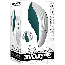 Evolved Love Is Back - Palm Pleasure Powerful 7 Speeds & Functions Silicone Rechargeable Stimulator - TealWhite
