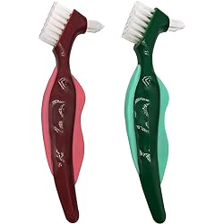 Premium Hard Denture Brush Toothbrush, Cleaning Brush, Multi-Layered Bristles & Portable Denture Double Sided Brush, Denture CarePack of 2