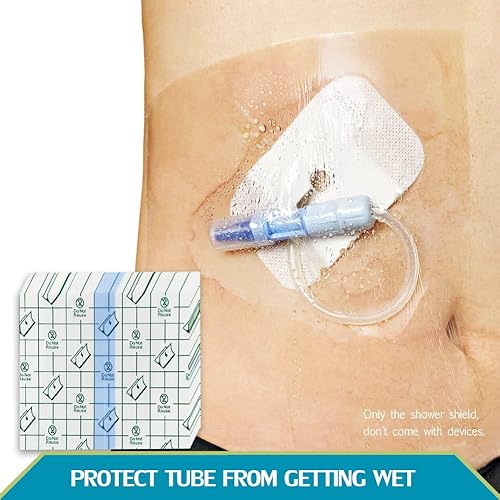 50 Pieces Shower Protector Shields Film Waterproof Dialysis Chest Chemo Port Cover PD Belt Peritoneal Dialysis Central Picc Line Wounds Accessories Peg Tube Supplies Accessories 8 x 8 Inch