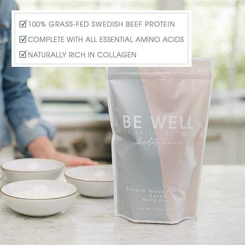 Be Well by Kelly - Swedish Grass-Fed Beef Protein Powder - Paleo and Keto Friendly, Dairy-Free & Gluten-Free - Low Carb Protein Powder with BCAAs & Collagen - 23g Protein Vanilla - 30 Servings