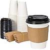 RACETOP [50 pack] 12 oz Coffee Cups with Lids and Kraft Sleeves, Disposable Paper Cups, Hot coffee cups, Ideal for Hot Beverage